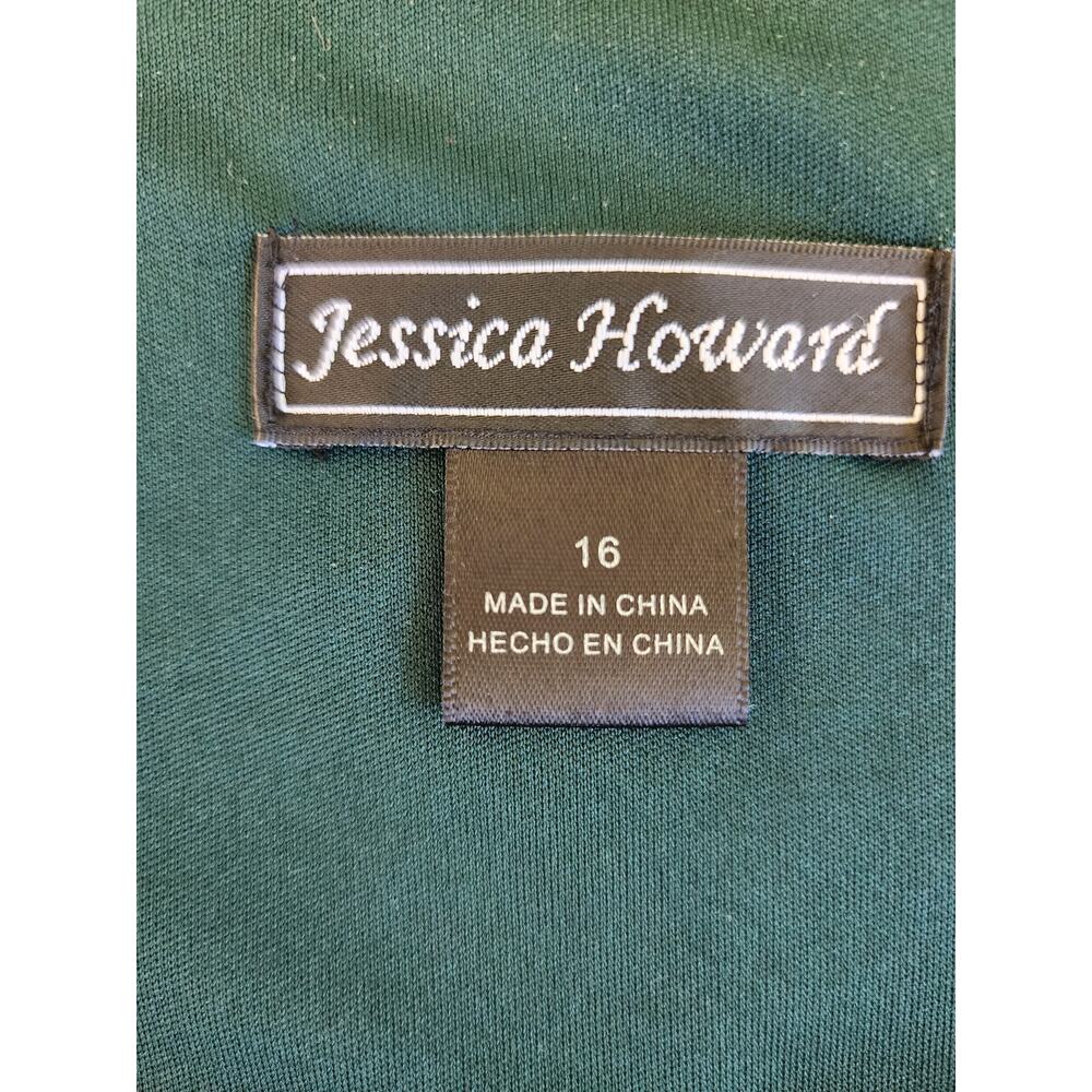 Jessica Howard Women's Size 16 Emerald Green Velvet Holiday Cocktail Dress - Picture 4 of 5